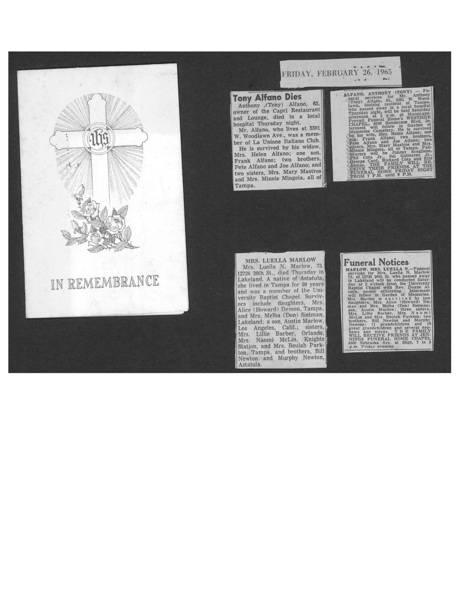 Scan of clipping 7: Scrapbook page from 1965 (b-4; a-6). These items don't mention the missing men.